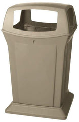 Rubbermaid - 45 Gal Beige Square Trash Can - Polyethylene, 41-1/2" High x 24-7/8" Long x 24-7/8" Wide - Industrial Tool & Supply