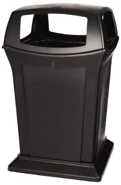 Rubbermaid - 45 Gal Black Square Trash Can - Polyethylene, 41-1/2" High x 24-7/8" Long x 24-7/8" Wide - Industrial Tool & Supply