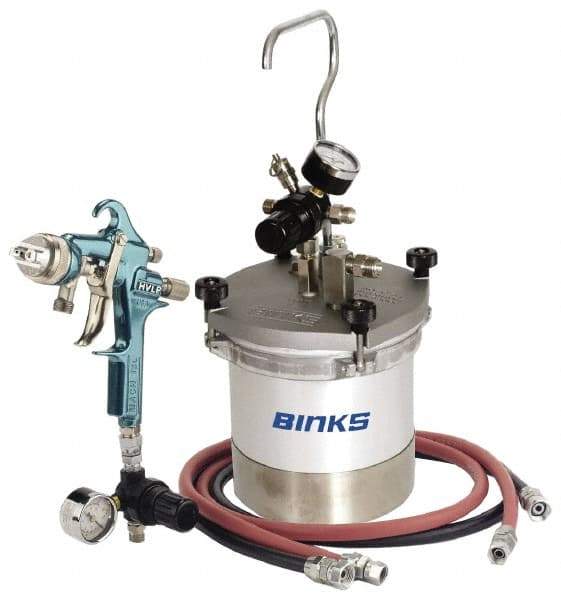 Binks - High Volume/Low Pressure Paint Spray Gun - 2 Qt Capacity, 10 Max psi, 12 Max CFM, For High Solids, Industrial Automotive, Waterborne - Industrial Tool & Supply