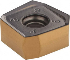 Iscar - S845 SXMU1606 MM Grade IC830 Carbide Milling Insert - TiAlN/TiN Finish, 0.3004" Thick, 0.6378" Inscribed Circle, 0.8mm Corner Radius - Industrial Tool & Supply