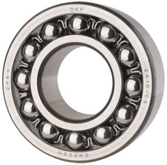 SKF - 50mm Bore Diam, 110mm OD, Open Self Aligning Radial Ball Bearing - 40mm Wide, 2 Rows, Round Bore, 4,500 Lb Static Capacity, 14,300 Lb Dynamic Capacity - Industrial Tool & Supply