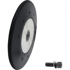 Dynabrade - 4" Diam x 1/2" Wide Contact Wheel Assembly - 1/4" Arbor Hole, Radiused, 70 Duro Rubber Face - Industrial Tool & Supply