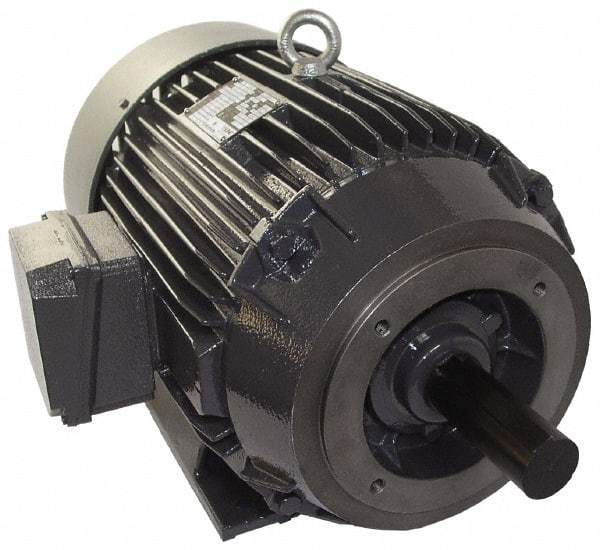 US Motors - 15 hp, TEFC Enclosure, No Thermal Protection, 3,540 RPM, 208-230/460 Volt, 60 Hz, Three Phase Energy Efficient Motor - Size 254 Frame, Rigid Mount, 1 Speed, Ball Bearings, 38.8-36.4/18.2 Full Load Amps, F Class Insulation, CCW Lead End - Industrial Tool & Supply