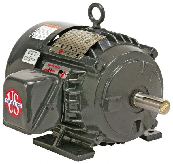 US Motors - 30 hp, TEFC Enclosure, No Thermal Protection, 1,180 RPM, 230/460 Volt, 60 Hz, Three Phase Premium Efficient Motor - Size 326 Frame, Rigid Mount, 1 Speed, Ball Bearings, 70/35 Full Load Amps, F Class Insulation, Reversible - Industrial Tool & Supply
