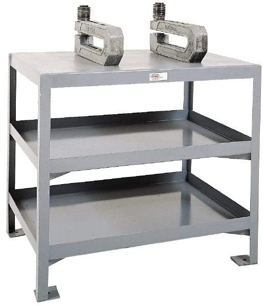 Made in USA - 36 Wide x 18" Deep x 32" High, Steel Machine Work Table - Edge Turned Down, Fixed Legs - Industrial Tool & Supply