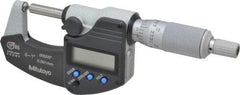 Mitutoyo - 25.4mm Max Measurement, Spherical Face Micrometer - Accuracy Up to 0.0001 Inch, Data Output, 0.0001 Inch Resolution, Electronic Operation, Ratchet Stop Thimble, IP65 Water Resistance Rating, SR44 Battery - Industrial Tool & Supply