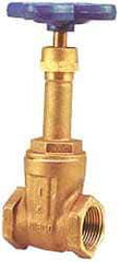 NIBCO - 3" Pipe, Class 125, Threaded Bronze Solid Wedge Rising Stem Gate Valve - 200 WOG, 125 WSP, Screw-In Bonnet - Industrial Tool & Supply
