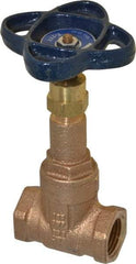 NIBCO - 1/2" Pipe, Class 125, Threaded Bronze Solid Wedge Rising Stem Gate Valve - 200 WOG, 125 WSP, Screw-In Bonnet - Industrial Tool & Supply