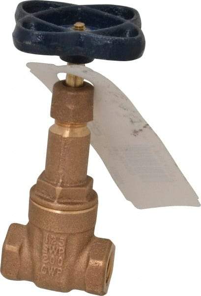 NIBCO - 1/4" Pipe, Class 125, Threaded Bronze Solid Wedge Rising Stem Gate Valve - 200 WOG, 125 WSP, Screw-In Bonnet - Industrial Tool & Supply