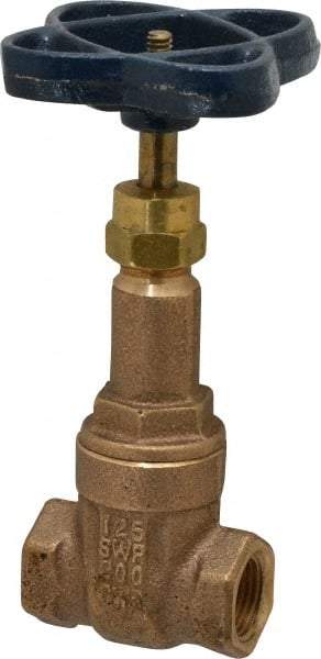 NIBCO - 3/8" Pipe, Class 125, Threaded Bronze Solid Wedge Rising Stem Gate Valve - 200 WOG, 125 WSP, Screw-In Bonnet - Industrial Tool & Supply