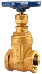 NIBCO - 1-1/4" Pipe, Class 125, Threaded Bronze Solid Wedge Stem Gate Valve with Drain - 200 WOG, 125 WSP, Screw-In Bonnet - Industrial Tool & Supply