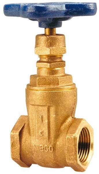 NIBCO - 1/4" Pipe, Class 125, Threaded Bronze Solid Wedge Stem Gate Valve with Bronze Handwheel - 200 WOG, 125 WSP, Screw-In Bonnet - Industrial Tool & Supply