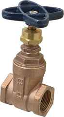NIBCO - 1" Pipe, Class 125, Threaded Bronze Solid Wedge Stem Gate Valve - 200 WOG, 125 WSP, Screw-In Bonnet - Industrial Tool & Supply