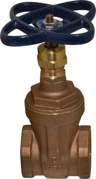 NIBCO - 1-1/2" Pipe, Class 125, Threaded Bronze Solid Wedge Stem Gate Valve - 200 WOG, 125 WSP, Screw-In Bonnet - Industrial Tool & Supply