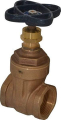 NIBCO - 1-1/4" Pipe, Class 125, Threaded Bronze Solid Wedge Stem Gate Valve - 200 WOG, 125 WSP, Screw-In Bonnet - Industrial Tool & Supply