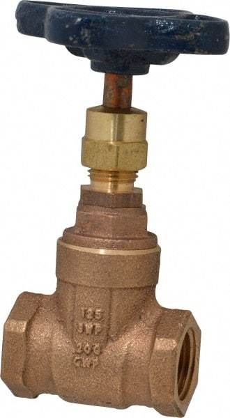NIBCO - 1/2" Pipe, Class 125, Threaded Bronze Solid Wedge Stem Gate Valve - 200 WOG, 125 WSP, Screw-In Bonnet - Industrial Tool & Supply