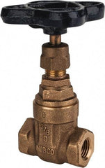 NIBCO - 1/4" Pipe, Class 125, Threaded Bronze Solid Wedge Stem Gate Valve - 200 WOG, 125 WSP, Screw-In Bonnet - Industrial Tool & Supply