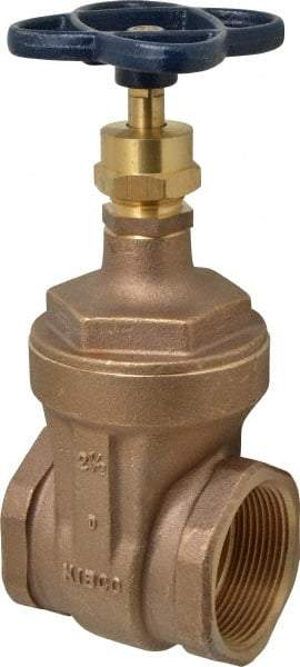 NIBCO - 2-1/2" Pipe, Class 125, Threaded Bronze Solid Wedge Stem Gate Valve - 200 WOG, 125 WSP, Screw-In Bonnet - Industrial Tool & Supply