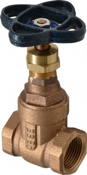 NIBCO - 3/4" Pipe, Class 125, Threaded Bronze Solid Wedge Stem Gate Valve - 200 WOG, 125 WSP, Screw-In Bonnet - Industrial Tool & Supply