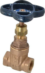 NIBCO - 3/8" Pipe, Class 125, Threaded Bronze Solid Wedge Stem Gate Valve - 200 WOG, 125 WSP, Screw-In Bonnet - Industrial Tool & Supply