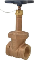 NIBCO - 1-1/2" Pipe, Class 125, Threaded Bronze Solid Wedge Rising Stem Gate Valve - 200 WOG, 125 WSP, Union Bonnet - Industrial Tool & Supply