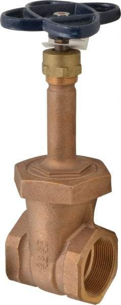 NIBCO - 2" Pipe, Class 125, Threaded Bronze Solid Wedge Rising Stem Gate Valve - 200 WOG, 125 WSP, Union Bonnet - Industrial Tool & Supply