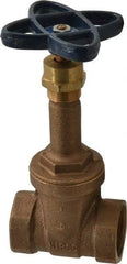 NIBCO - Class 150, Threaded Bronze Solid Wedge Rising Stem Gate Valve - 300 WOG, 150 WSP, Screw-In Bonnet - Industrial Tool & Supply