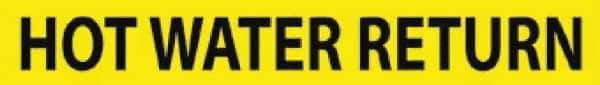 NMC - Pipe Marker with Hot Water Return Legend and No Graphic - 3/4 to 1-1/4" Pipe Outside Diam, Black on Yellow - Industrial Tool & Supply