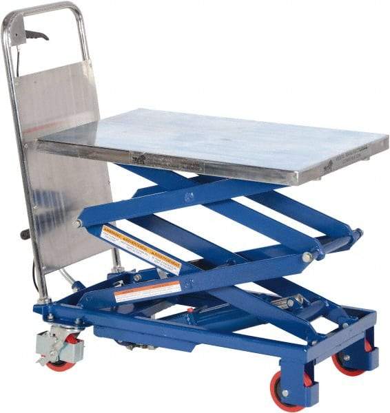 Vestil - 220 Lb Capacity Manual Scissor Elevating Cart - 10" to 51" Lift Height, 27-1/2" Platform Length x 17-1/2" Platform Width - Industrial Tool & Supply