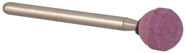 Made in USA - 3/8" Head Diam x 3/8" Thickness, B122, Ball End, Aluminum Oxide Mounted Point - Medium Grade - Industrial Tool & Supply