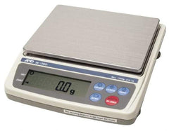 A&D Engineering - 300/600/1,500 g, 5.2" Long x 5-3/16" Wide, 0.1/0.2/0.5 g Graduation, Digital Portable Balance - Digital Calibration - Industrial Tool & Supply