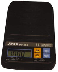 A&D Engineering - 0.5 Kg Capacity, LCD Pocket Scale - 0.1 g & 0.005 oz Graduation, Battery - Industrial Tool & Supply