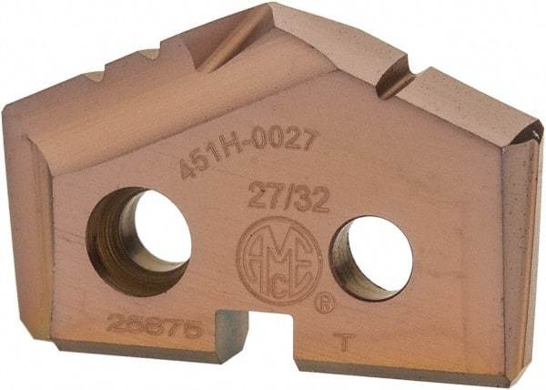 Allied Machine and Engineering - 27/32" Diam x 5/32" Thick, Seat Code 1, 132° Included Angle Spade Drill Insert - AM200 Coated, Cobalt, Series GEN2 T-A - Industrial Tool & Supply