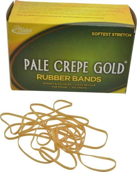 Alliance - 7 Inch Circumference, 1/8 Inch Wide, Pale Crepe Gold Rubber Band Strapping - 300 Pieces - Industrial Tool & Supply