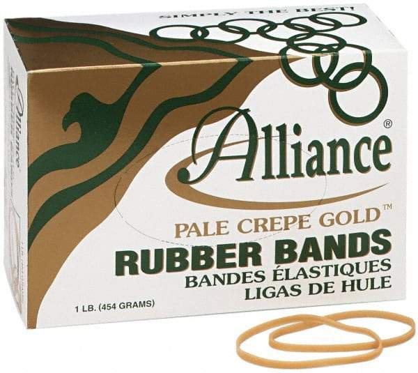 Alliance - 4 Inch Circumference, 1/8 Inch Wide, Pale Crepe Gold Rubber Band Strapping - 970 Pieces - Industrial Tool & Supply