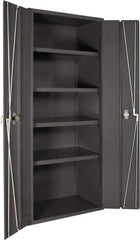 Durham - 4 Shelf Locking Storage Cabinet - Steel, 36" Wide x 24" Deep x 84" High, Gray - Industrial Tool & Supply