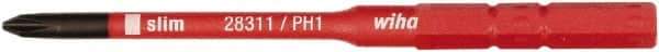 Wiha - #1, Phillips Screwdriver Bit - 75mm OAL - Industrial Tool & Supply