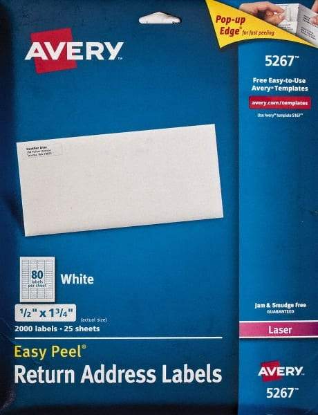 AVERY - 1-3/4" Long, White Paper Shipping Label - For Laser Printers - Industrial Tool & Supply