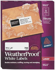 AVERY - 4" Long, White Polyester Shipping Label - For Laser Printers - Industrial Tool & Supply