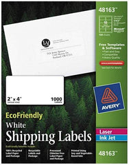 AVERY - 2" Wide x 4" Long, White Paper Shipping Label - For Laser/Inkjet Printers - Industrial Tool & Supply