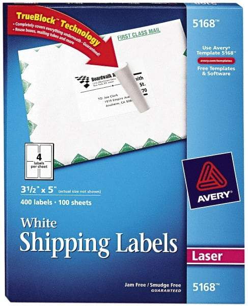 AVERY - 5" Long, White Paper Shipping Label - For Laser Printers - Industrial Tool & Supply