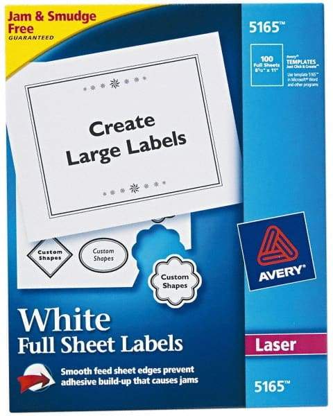 AVERY - 11" Long, White Paper Shipping Label - For Laser Printers - Industrial Tool & Supply