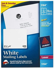 AVERY - 4" Long, White Paper Shipping Label - For Laser Printers - Industrial Tool & Supply