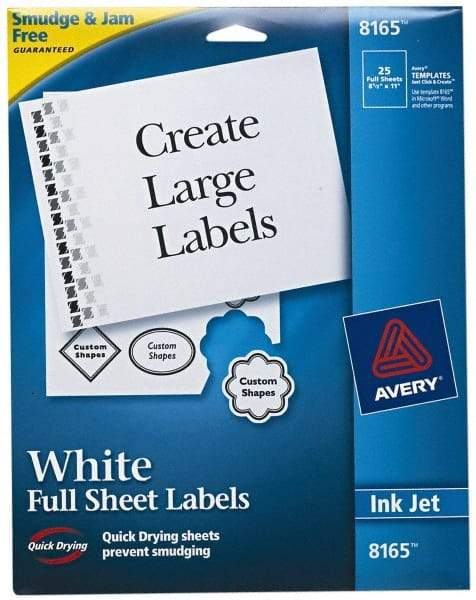 AVERY - 11" Long, White Paper Shipping Label - For Inkjet Printers - Industrial Tool & Supply