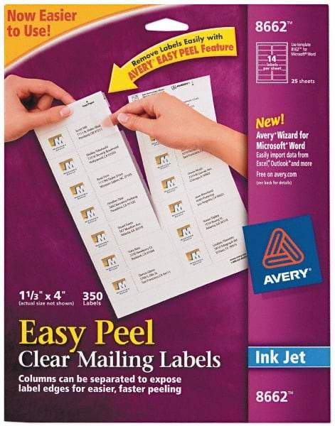 AVERY - 4" Long, Clear Shipping Label - For Inkjet Printers - Industrial Tool & Supply