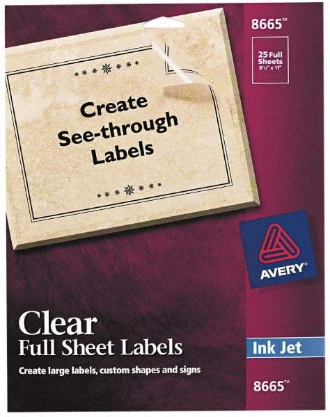 AVERY - 11" Long, Clear Shipping Label - For Inkjet Printers - Industrial Tool & Supply