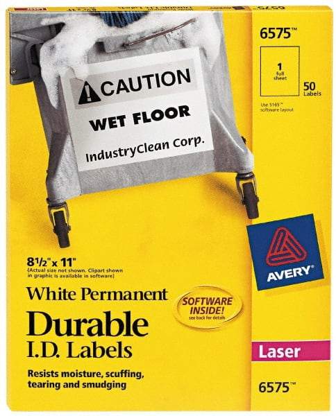 AVERY - 11" Long, White Paper Name Badge Labels - For Laser Printers - Industrial Tool & Supply