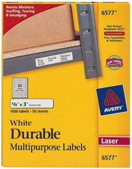 AVERY - 3" Long, White Paper Name Badge Labels - For Laser Printers - Industrial Tool & Supply