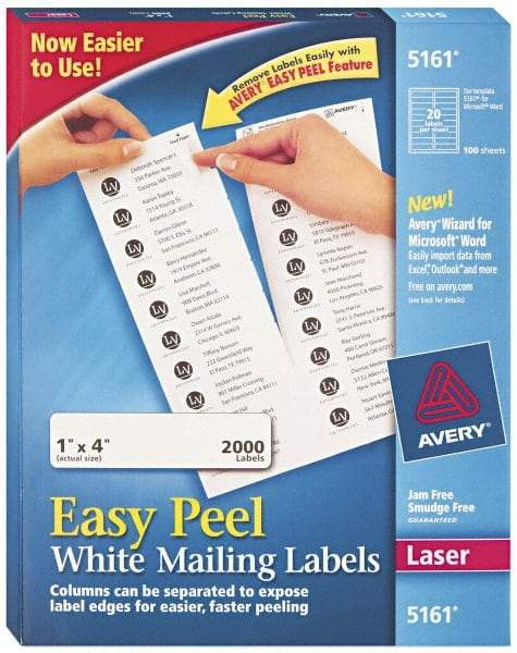 AVERY - 1" Wide x 4" Long, White Paper Shipping Label - For Laser Printers - Industrial Tool & Supply