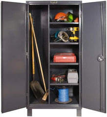 Durham - 4 Shelf Combination Storage Cabinet - Steel, 48" Wide x 24" Deep x 78" High, Gray - Industrial Tool & Supply